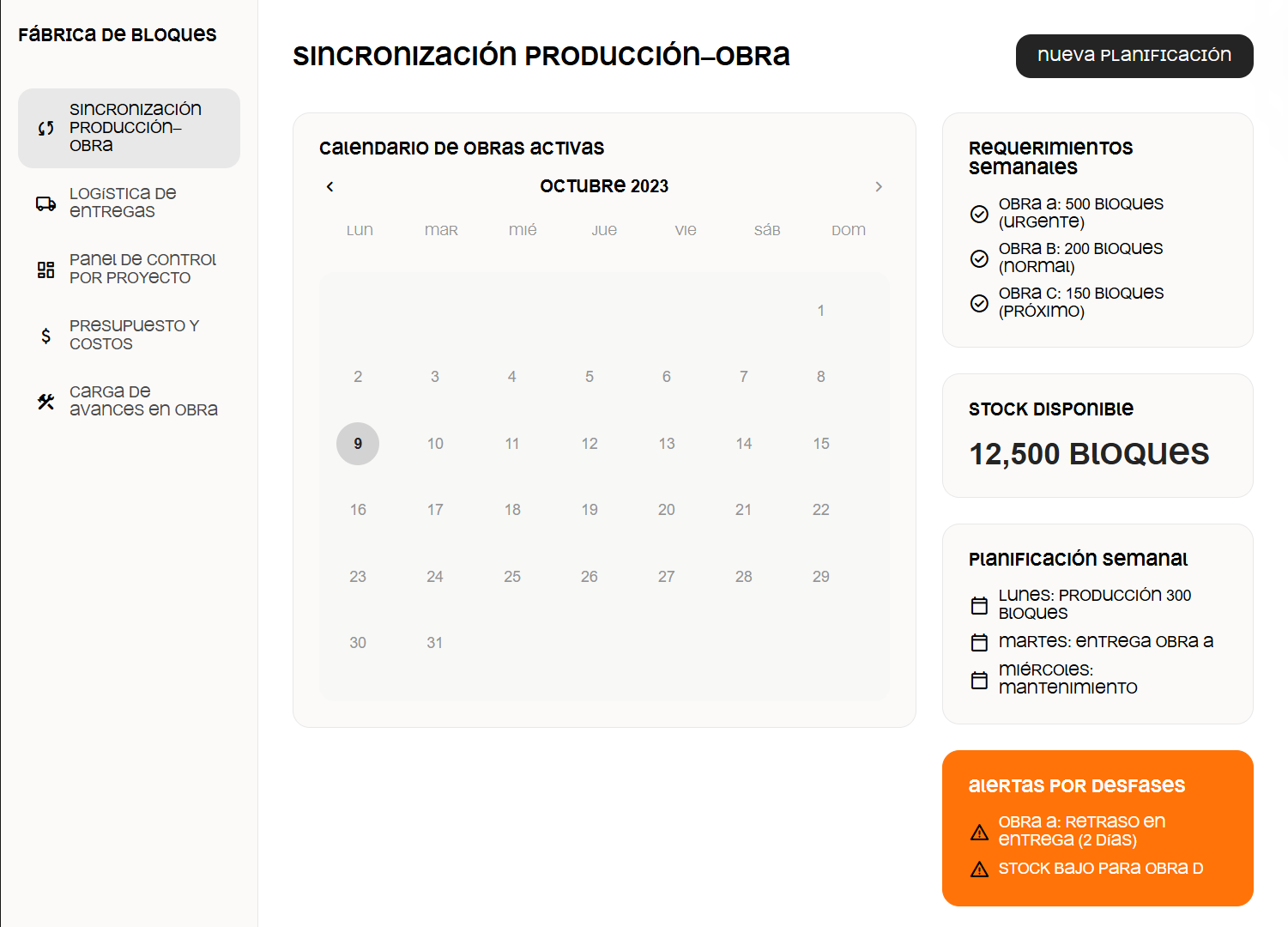 Interfaz de Sincronización Producción-Obra